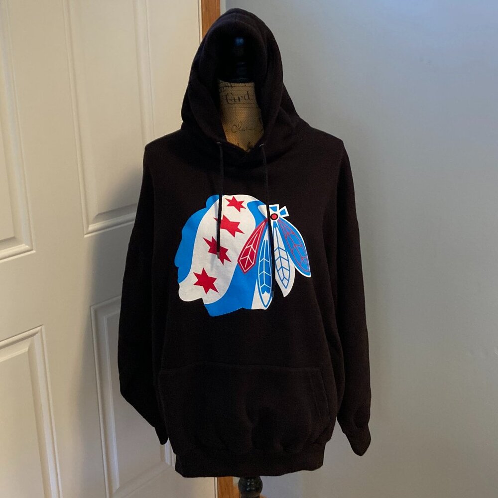 Chicago Blackhawks Sweatshirt Hoodie Chicago Flag Men XXL